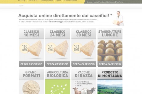 Pagina di ricerca latterie con vendita online sul sito del Consorzio del Parmigiano Reggiano